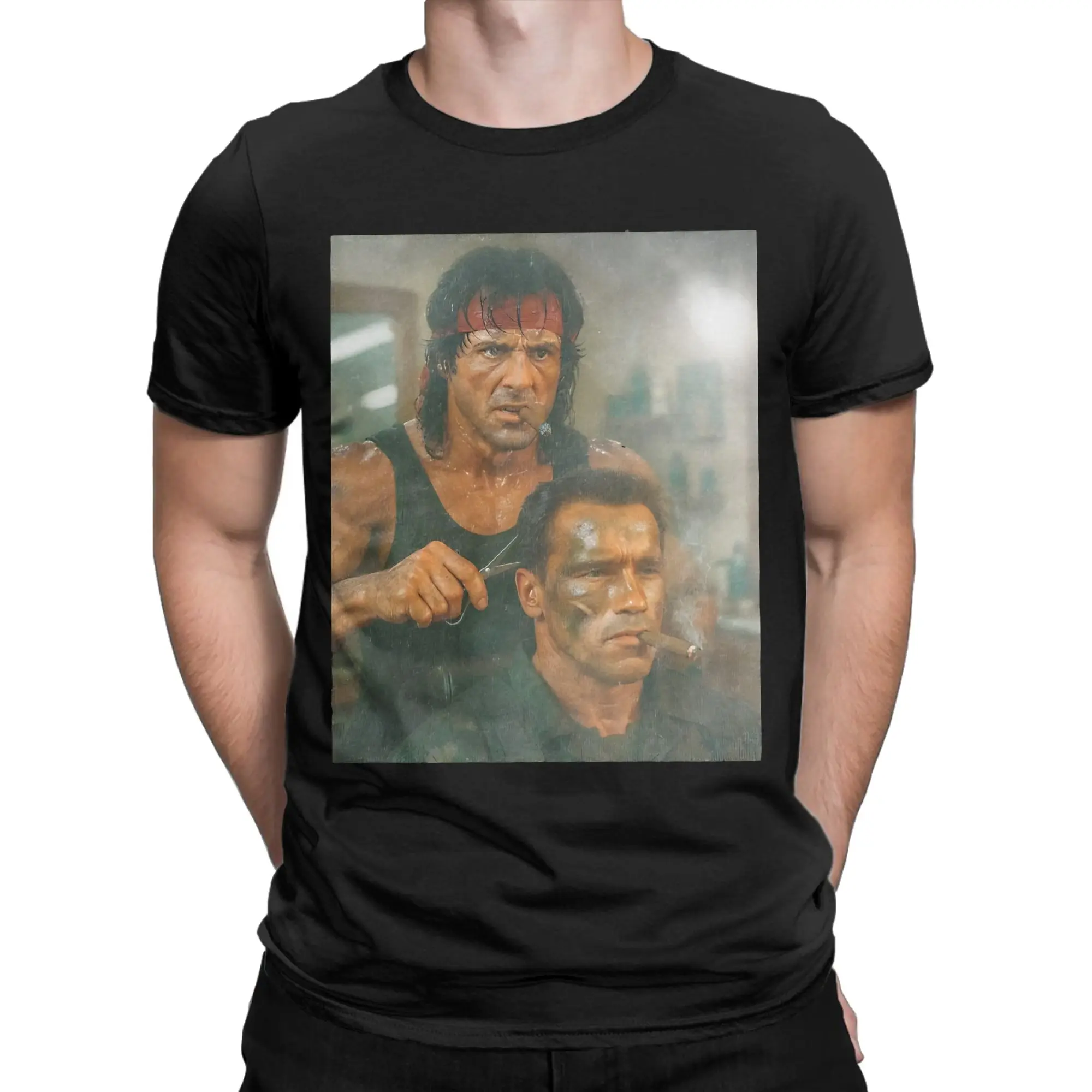 Predator BarberJohn Rambos Cotton T-Shirt For Adult Summer  T-Shirts Comfortable Hippie Tee Shirt Oversized Hot Sale Clothing