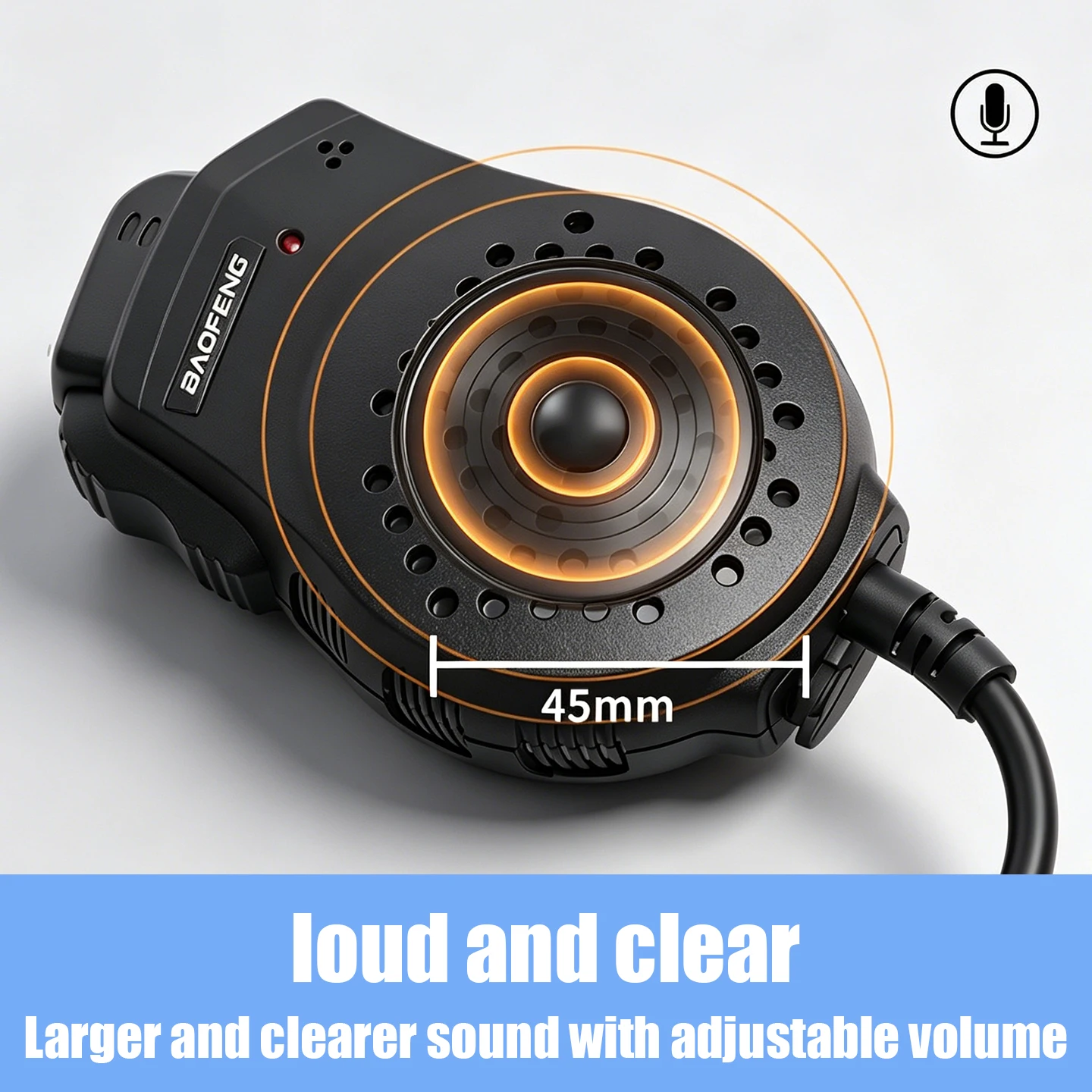 Baofeng Walkie-Talkie Dual-Transmitting Handheld Microphone, Shoulder Microphone, with Indicator Light, Back Clip, and Rotatable