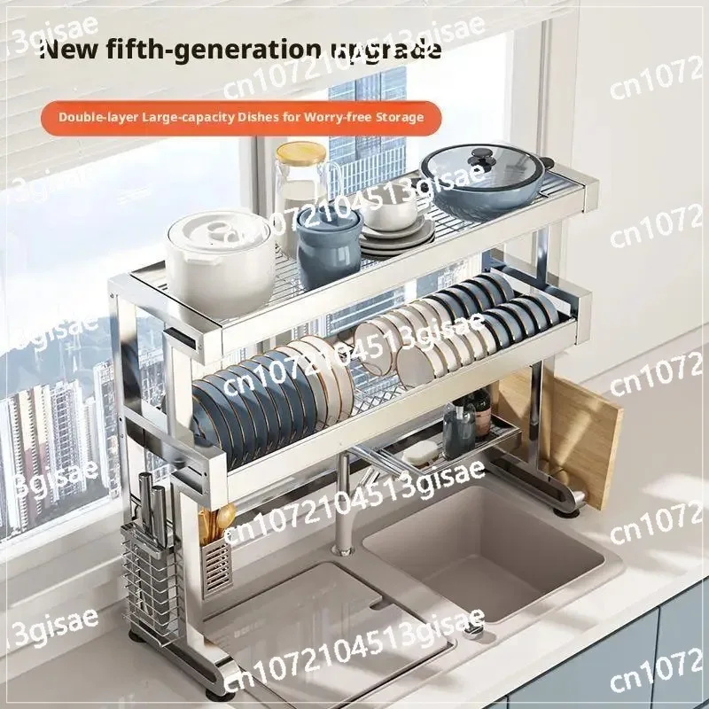 Dish Drying Rack Stainless  Bowl Holder Shelf Kitchen Counter Dish Over Sink Steel Expandable Drain Storage Rack Hanger Shelves