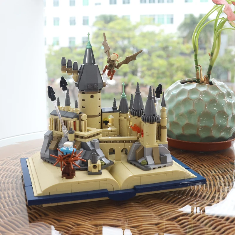 Hogwarts livro blocos de construção harry potter moc montagem modelo 3d dragão moc mini tijolo figura brinquedos para crianças presente natal
