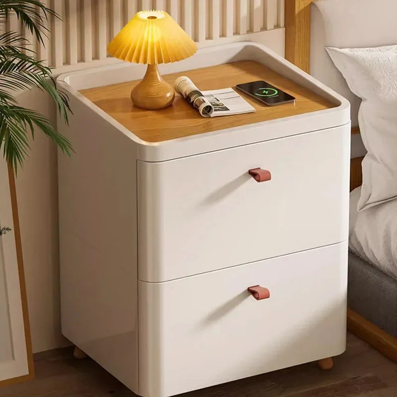 

Plastics Nightstands Apartment Unique Balcony Storage Minimalist Bed Table Cream