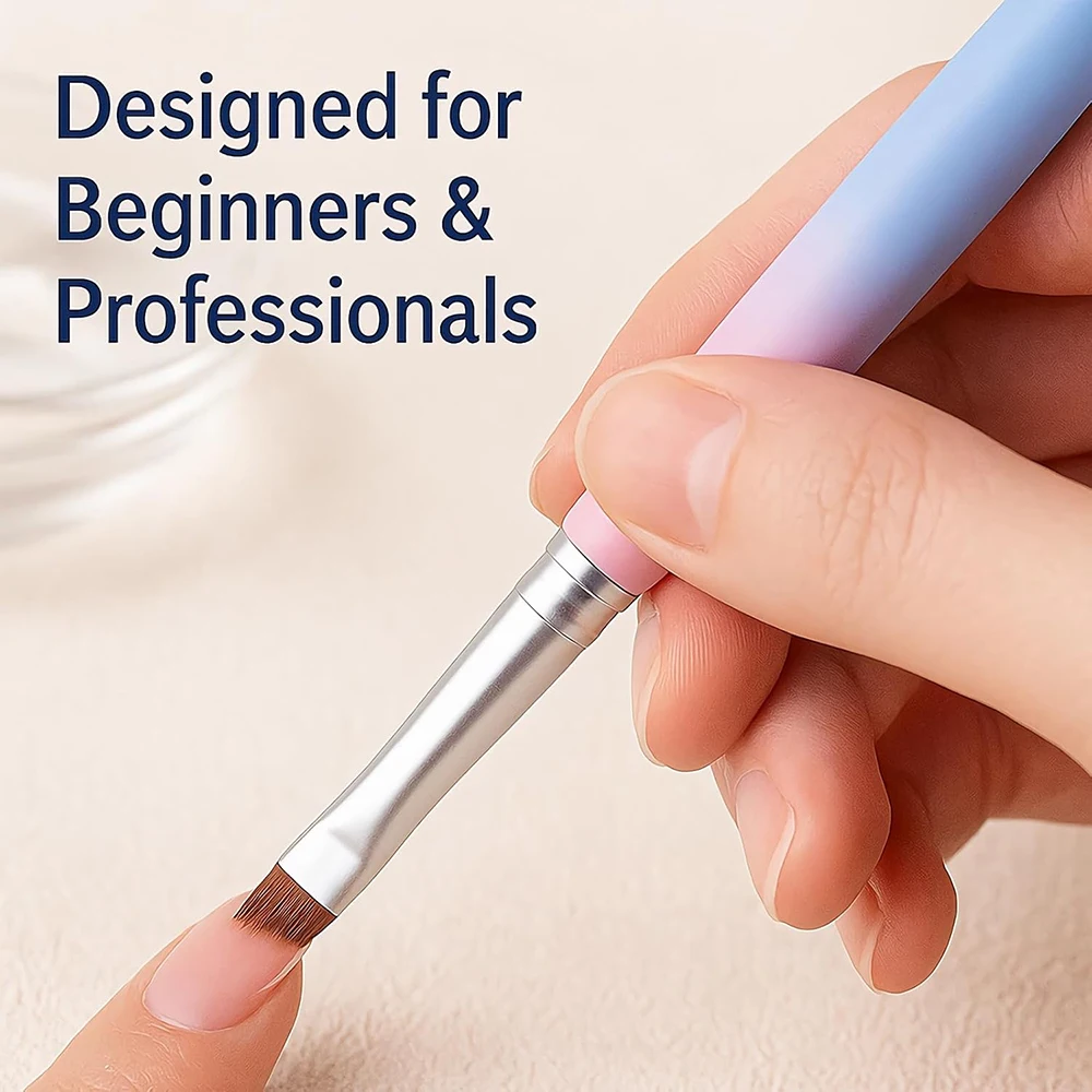 3PCS Set Nail Flat Angled Oval Brush for Manicure DIY Painting Carving Gel Polish Gradient Handle Brushes Nail Art Extensions