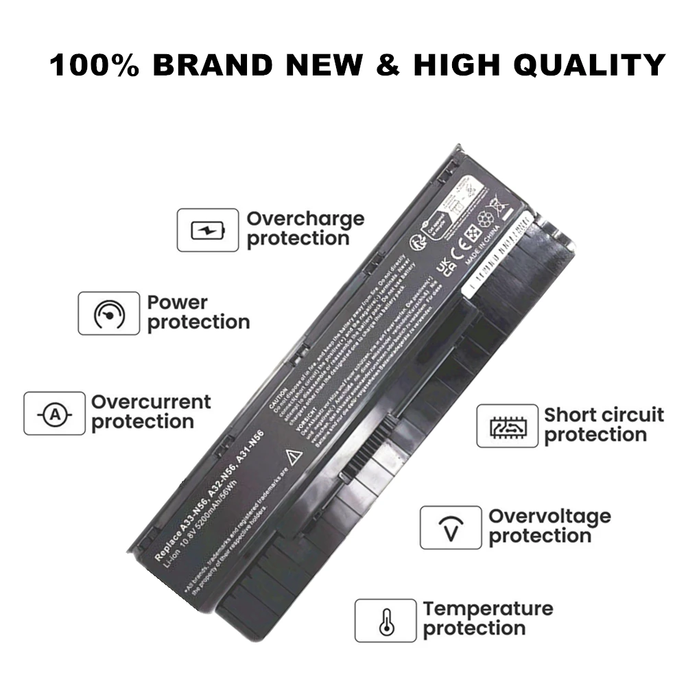 A32-N56 Laptop Battery For ASUS N46 N46V N46VJ N46VM N46VZ N56  N56D N56DP N56V  N56VJ  N56VM  N56VZ  N76 N76V  N76VJ  N76VM