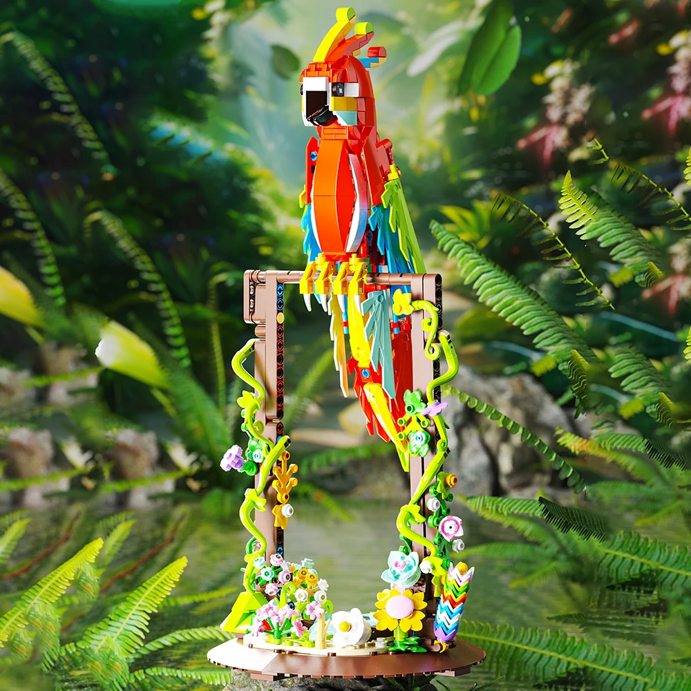 

Новый 636 шт., креативные животные, попугай, набор строительных блоков, модель Алой ара, птицы, кирпичи, сделай сам, детские собранные игрушки, праздничные подарки