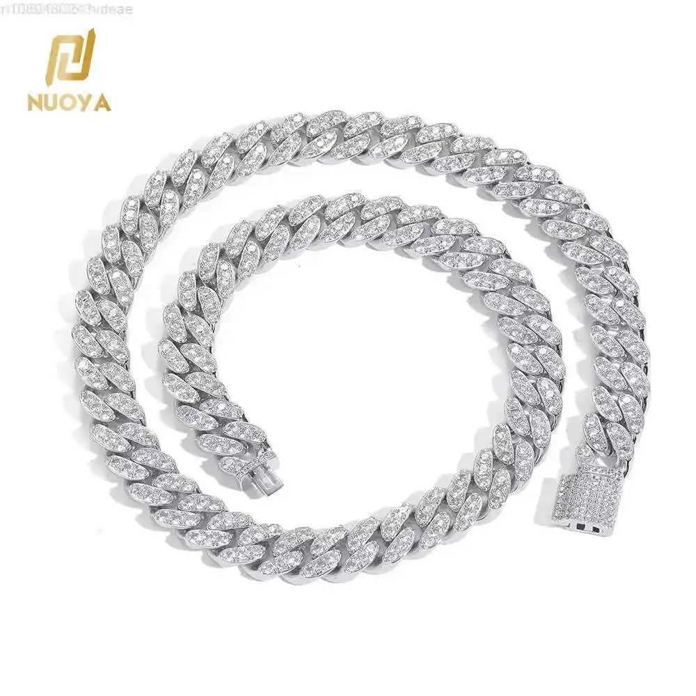 

NUOYA 12mm Hip Hop Iced Out Cuban Link Chain Micro Pave Bling CZ Cuban Chain Necklace for Women