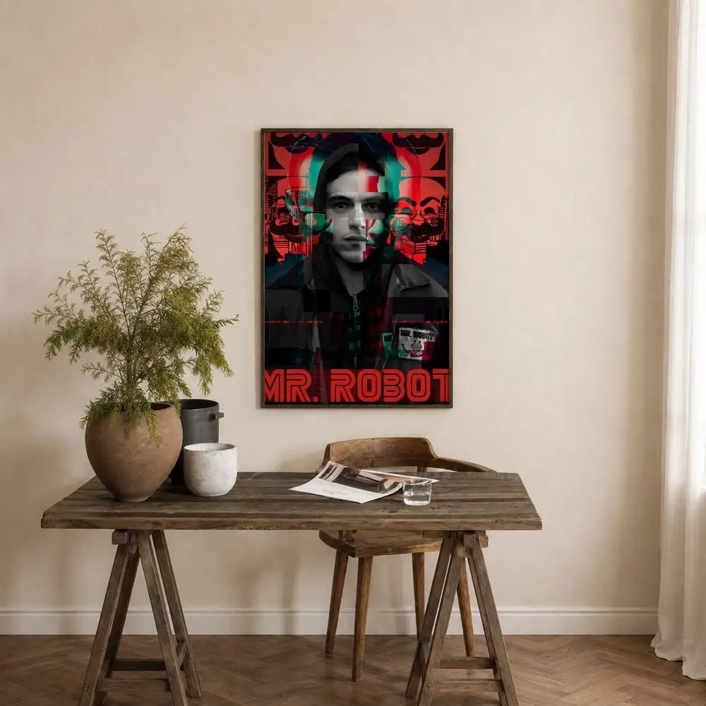 TV Series Mr. Robot Poster Self‑Adhesive Waterproof PP Poster Coffee House Bar Wall Art Sticker Room Home Decor