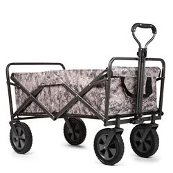 Collapsible Folding  Wagon With 8 Inches Wheels Telescoping Handle For Outdoor Garden And Beach Use