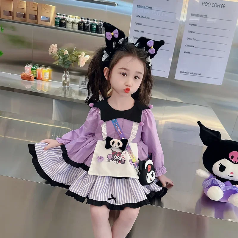 

Halloween Sanrio Kuromi Children Princess Dresses Kawaii Dresses Autumn Lolita Outdoor Party Children Cartoon Birthday Gifts