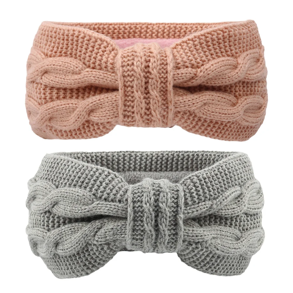 

2Pcs Winter Headband Elastic Ear Warmer Twisted Hairband Fashionable Soft for Makeup Face Washing Night Moisturizing Care