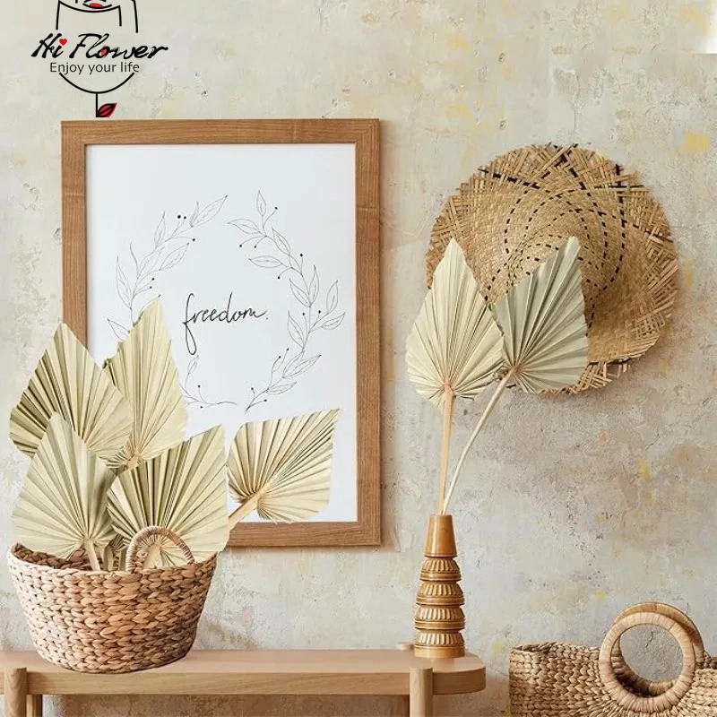 Picture 7: 5pcs Palm Leaf Pampas Grass Reed Dry Flowers Bouquet Boho Home Decor Room Party Wedding DIY Decoration Artificial Plant Lavender