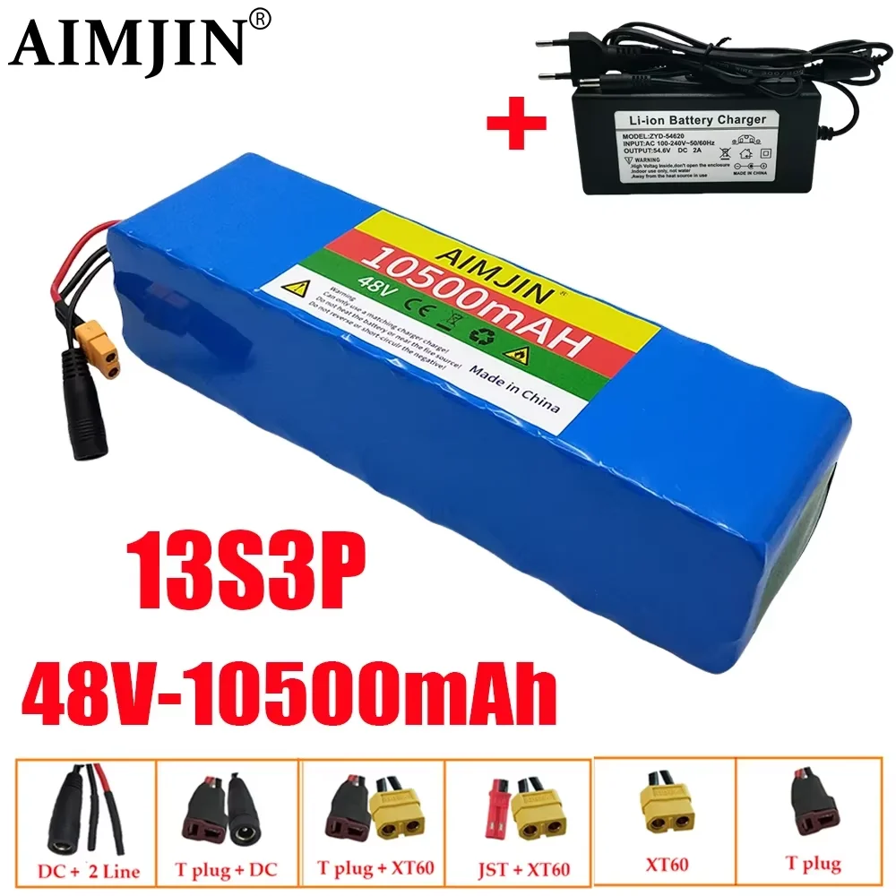 

13S3P Lithium ion Battery Pack 48V 10.5Ah 20000W For 54.6v E-bike Electric bicycle Scooter with BMS