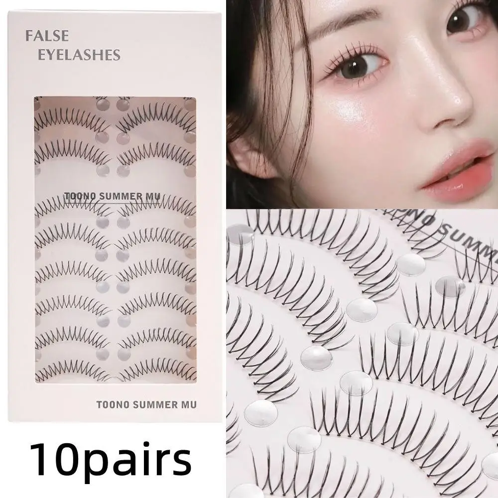 Cílios postiços em forma de u coreanos, naturais, finos, macios, em forma de v, extensão de cílios em quadrinhos, haste transparente, cílios diy, imperdível