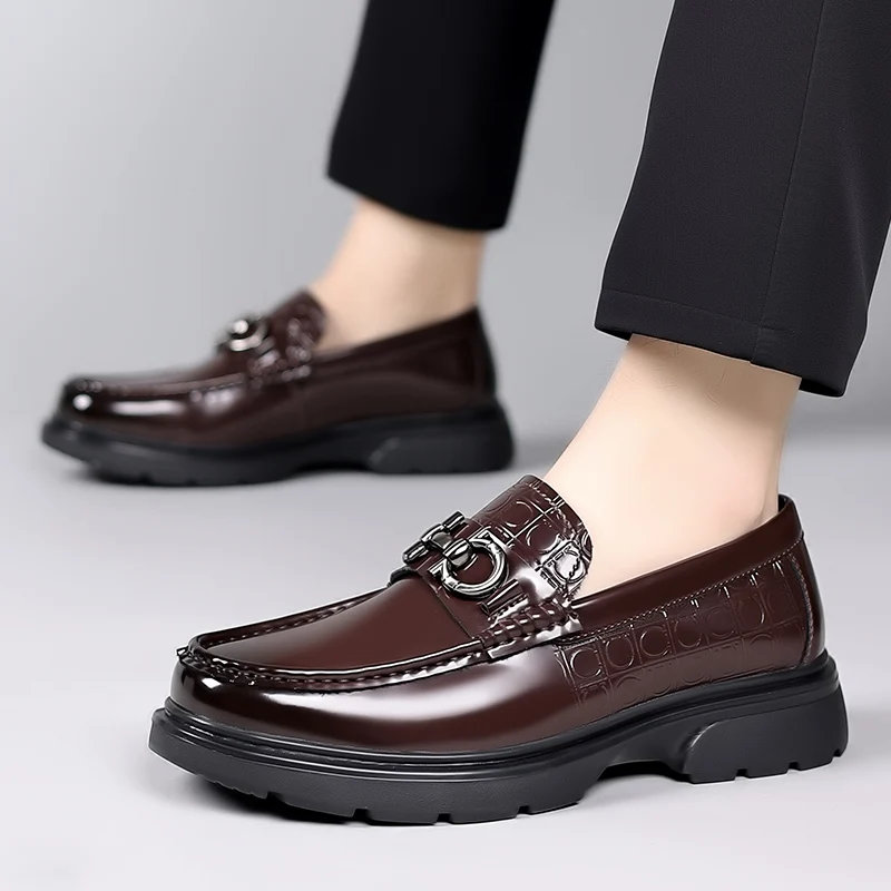 British style men's genuine leather shoes, fashionable casual loafers, men's comfortable outdoor business shoes, formal shoes