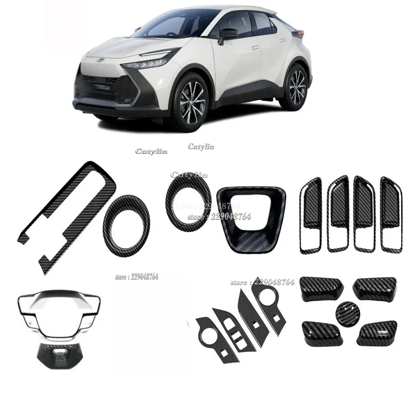 Dla Toyota CHR C-HR 2024 2025 akcesoria wewnętrzne Panel zmiany biegów przycisk przełącznika okna pokrywa wylotu powietrza naklejki dekoracyjne