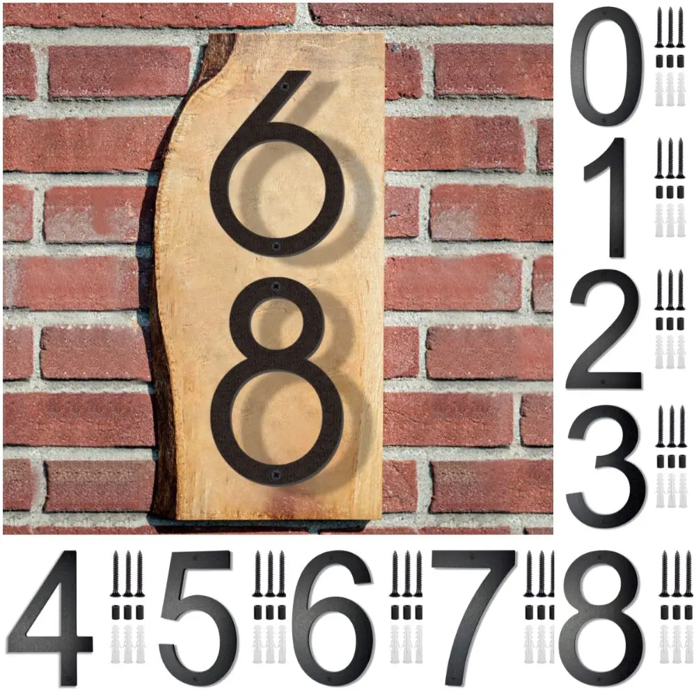 High Quality 8inch Alphabet Texture Number ABS Black Hotel Room Number Baking Paint Solid Numbers 0-9 Address Display