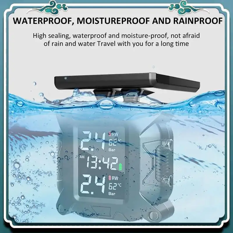 ABTU-دراجة نارية TPMS مراقبة ضغط الإطارات بالطاقة الشمسية في الوقت الحقيقي نظام مراقبة ضغط الإطارات مستشعر درجة الحرارة متين #5