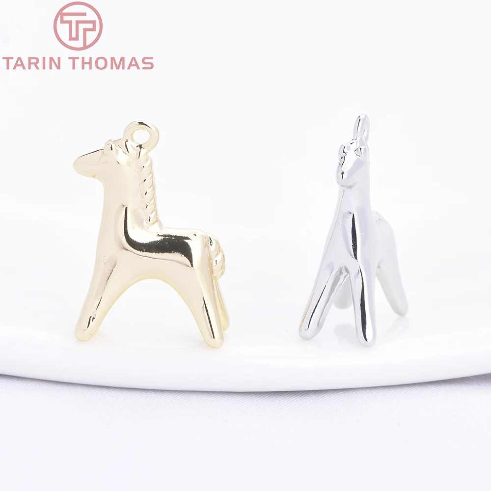 (10486) 6 peças 12x18mm 24k cor dourada latão formato de cavalo colar pingentes amuletos acessórios de fabricação de joias de alta qualidade