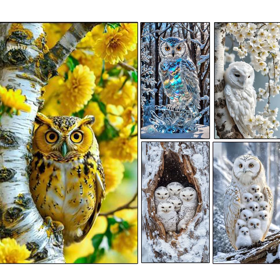 

5DDIY Diamond Painting Art Owl Animal Flower Landscape Full Round Square Rhinestone Drilling Mosaic Picture Large Art