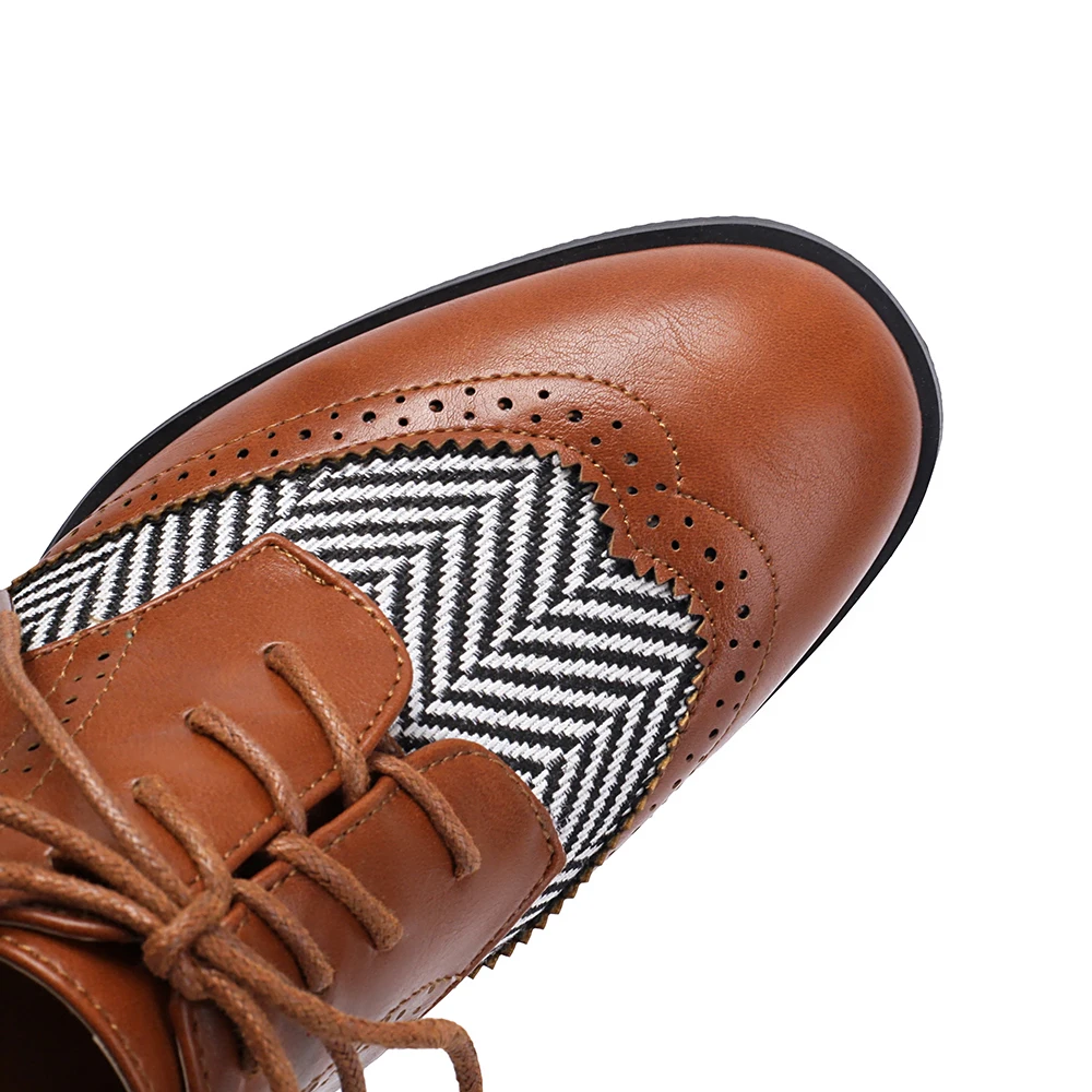 2025 العلامة التجارية الجديدة ناضجة الأبيض البني النساء مضخات الساخن مربع عالية الكعب سيدة أوكسفورد أحذية زائد حجم كبير 10 43 45 48