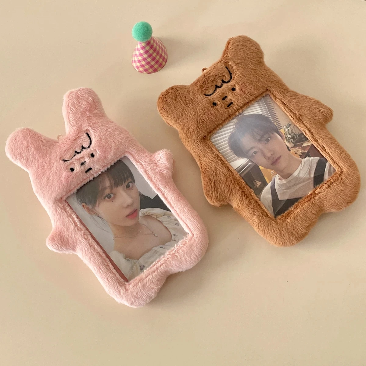 New Arrival Kawaii Little Devil Bear Rabbit Plush Photocard Holder Credit ID Bank Card Bus Card Photo Protective Case