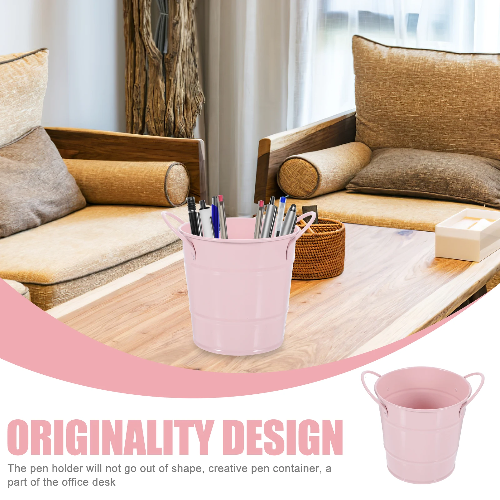 

Pen Holder for Desk Iron Organizer Delicate Workmanship Office Container Multi-Functional Use