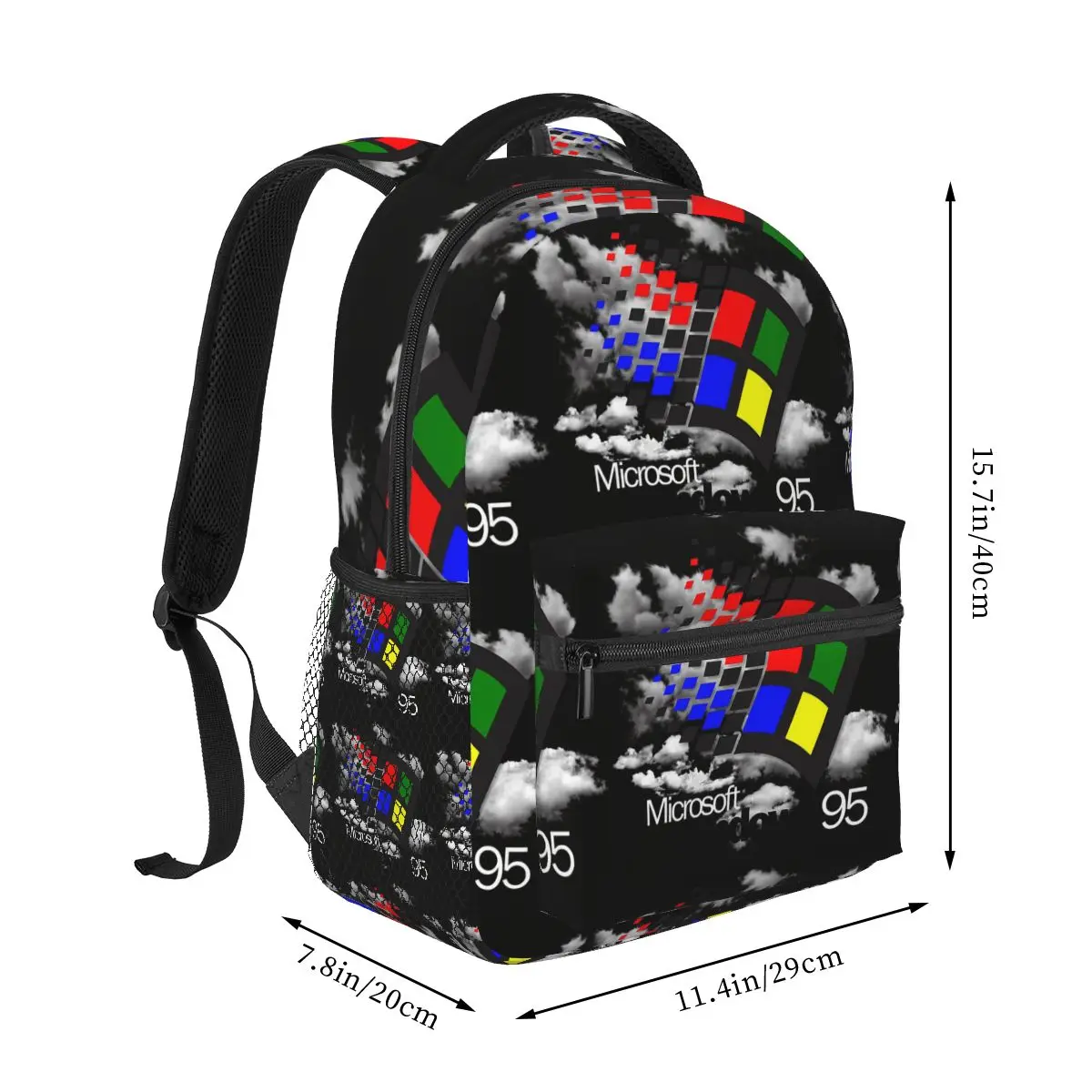 Windows 95 Geeks Nerd Mesh Backpacks Boys Girls Bookbag Children School Bags Cartoon Laptop Rucksack Shoulder Bag Large Capacity