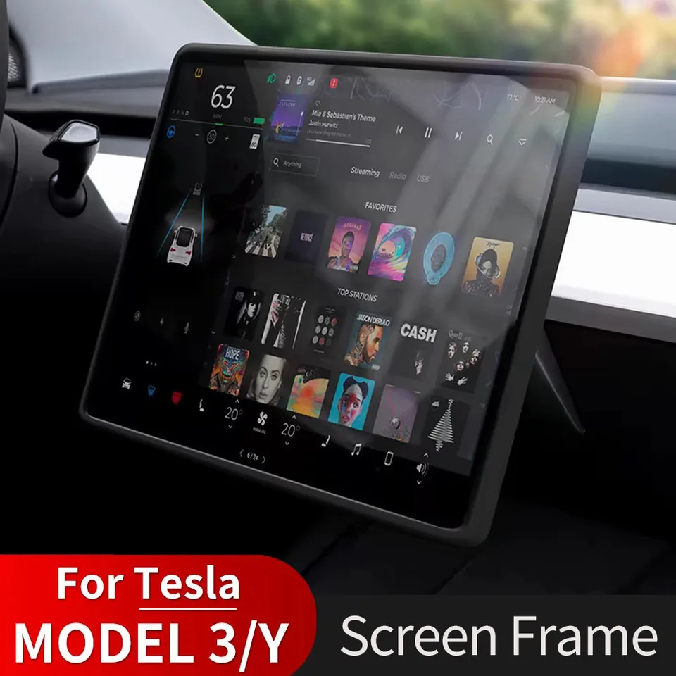 Protector de Borde de Pantalla para Tesla Model 3 Y Highland Marco de Pantalla Cubierta Protectora Centro de Consola Decoración Interior Accesorios