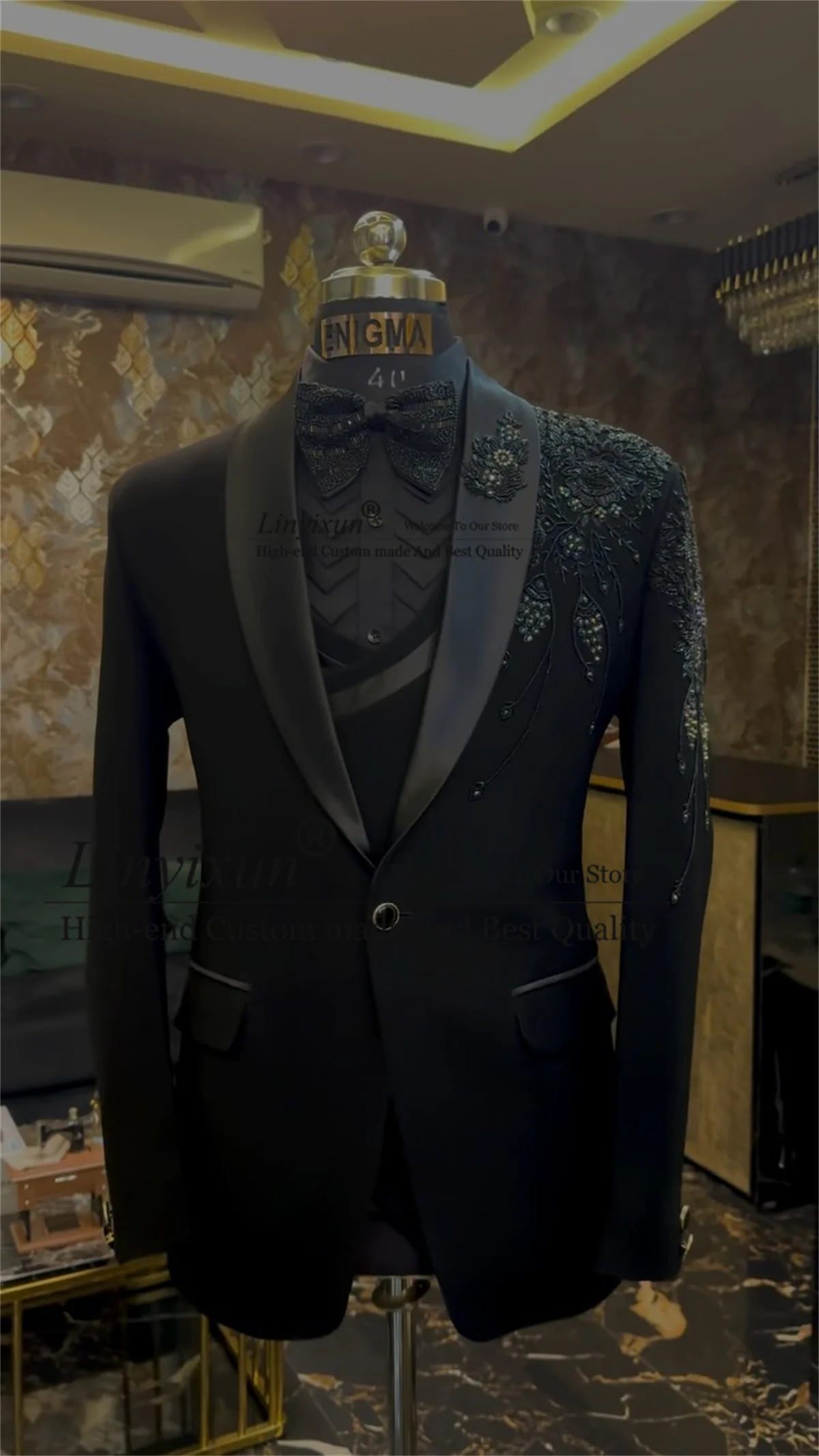 Sparkly Metal Diamond Embellished Men Suit 3 Pieces Set Groom Tuxedos Slim Fit Prom Blazers Glitter Wedding trajes para hombre