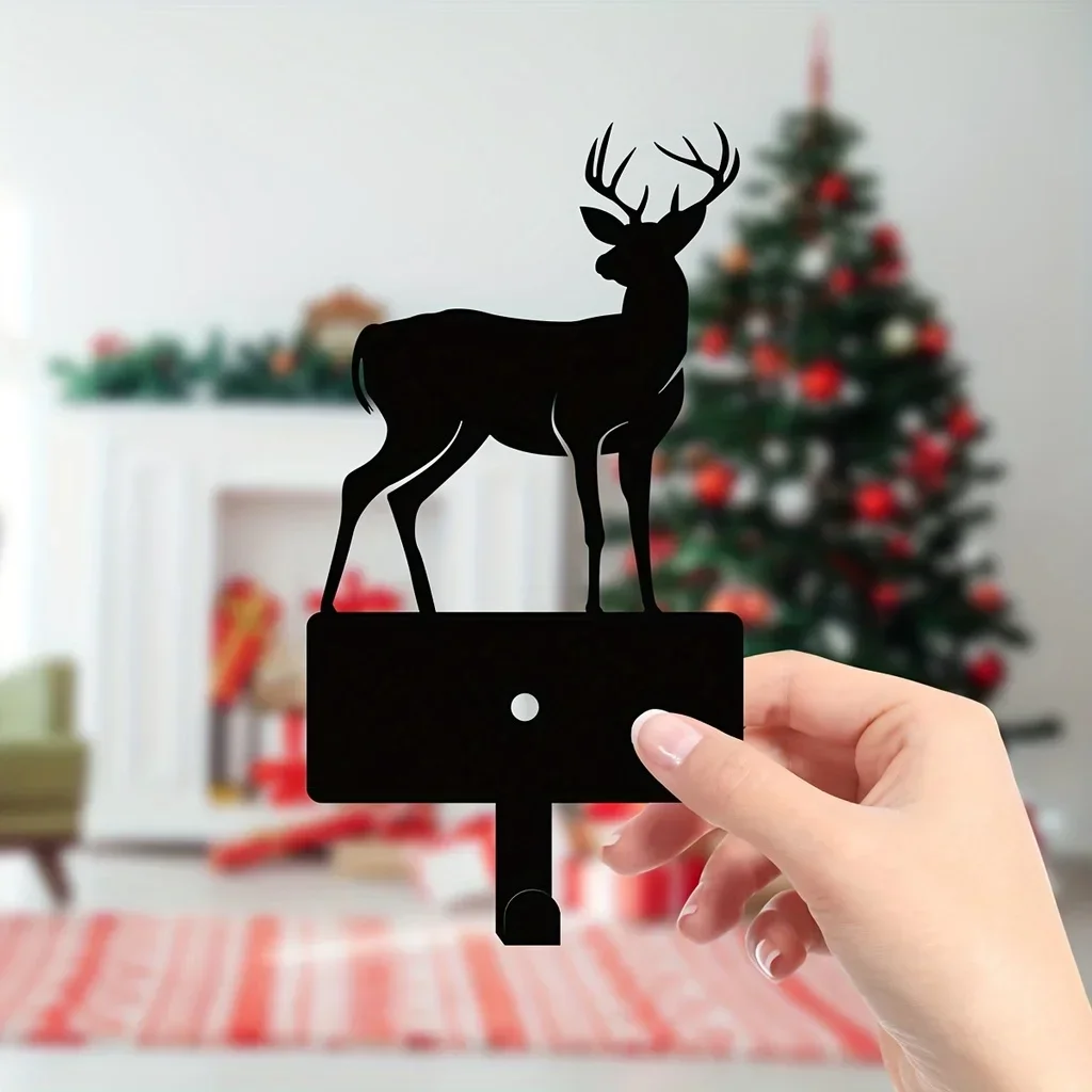 

Metal Christmas Deer Metal Key Holder Hook, Christmas Decoration, Wall Mounted Hanger Iron Bathroom Towel Hooks, Scene Decor