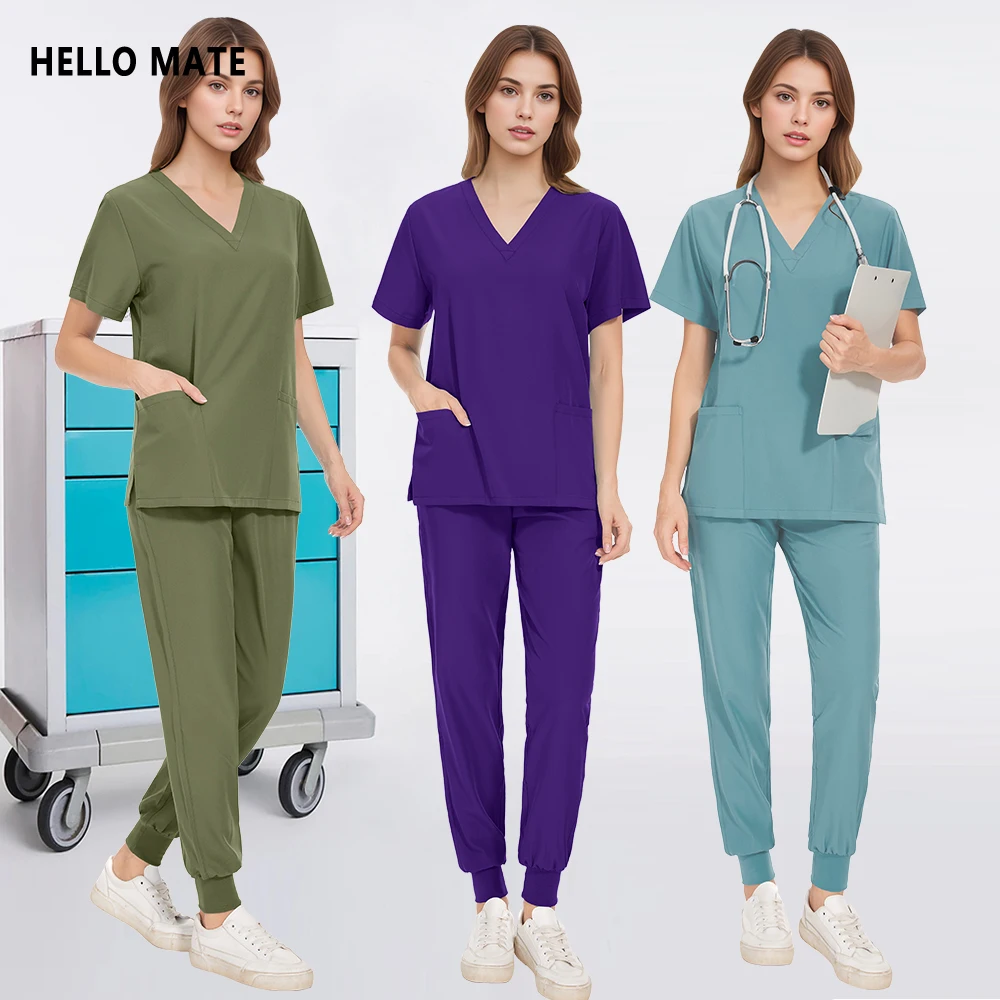 

Wholesale Price Hospital Workwear Multicolour Doctor Nurse Scrubs Set Medical Uniforms Women Men Jogger Set Surgical Accessories