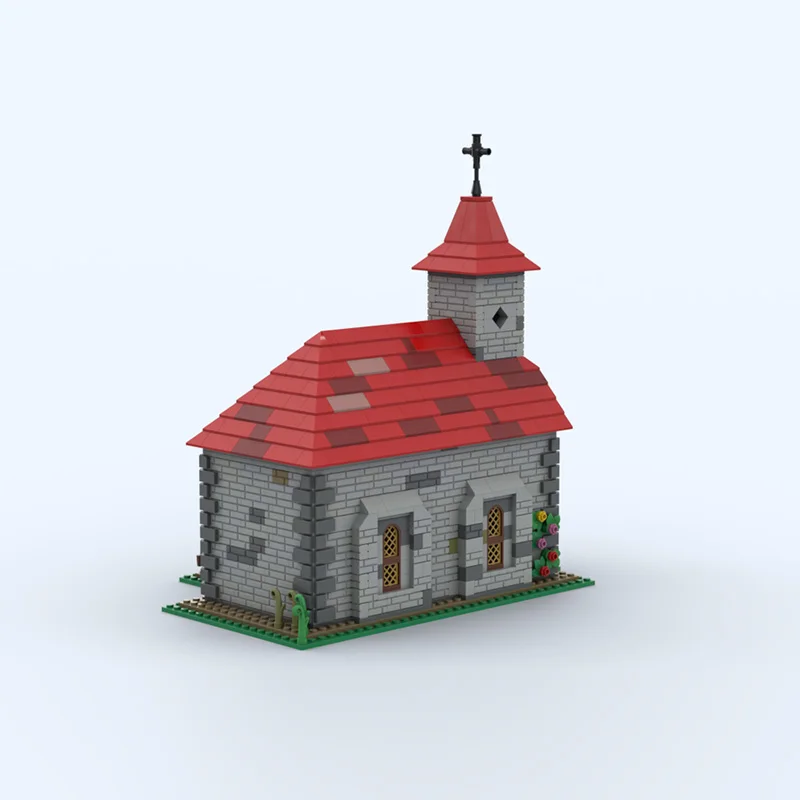 Mittelalterliche Burg Modell MOC Bausteine Dorf Kirche Architektur Modulare Technologie Kinder Urlaub Geschenk Montieren Spielzeug Anzug