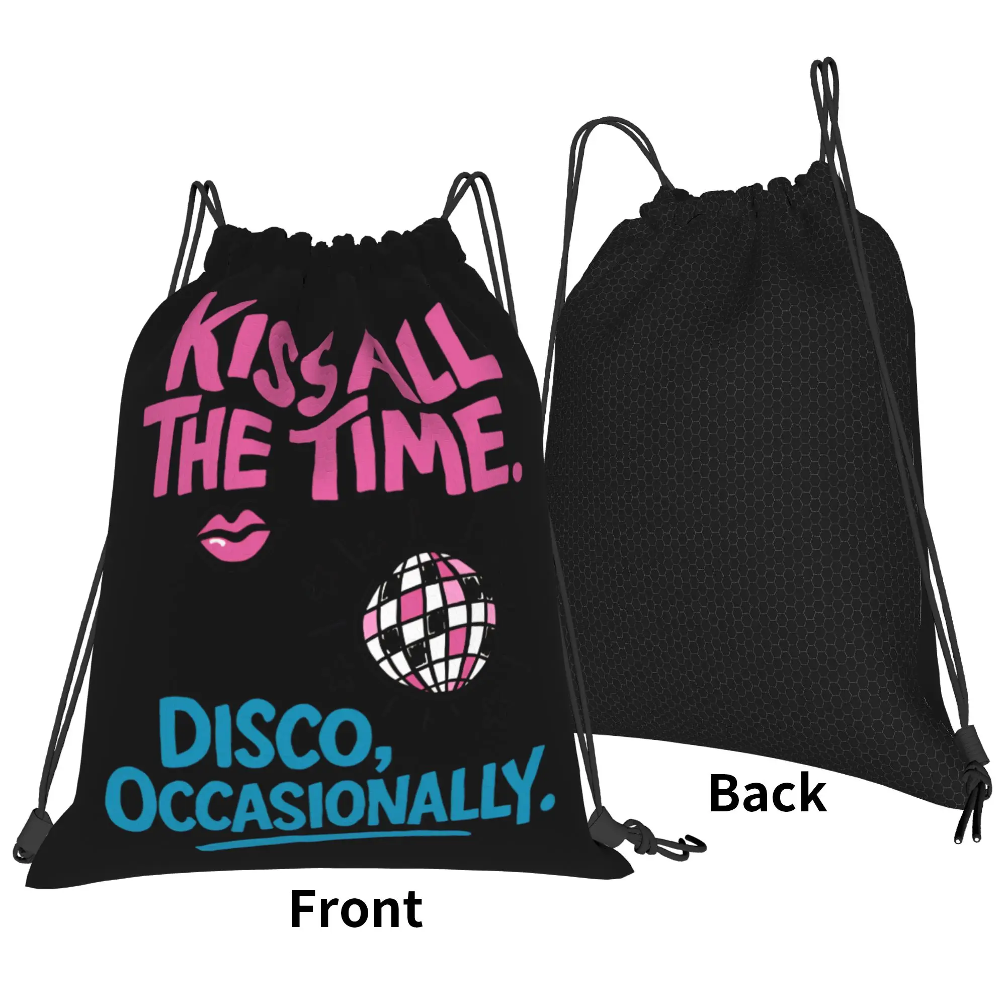 Kiss All The Time Harrys Album Drawstring Backpack Bag Water Resistant Styles String Sackpack for Exercise 36cm (W) x 43cm (H)
