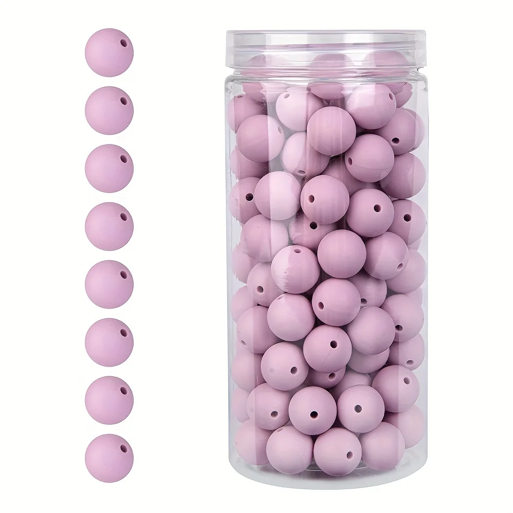 100 Stück/Box 12/15 mm Silikonperlen-Set für Schlüsselanhänger, Halskette, Armband, Umhängeband, Herstellung von runden Gummi-Silikon-Fokalperlen – Detail 26