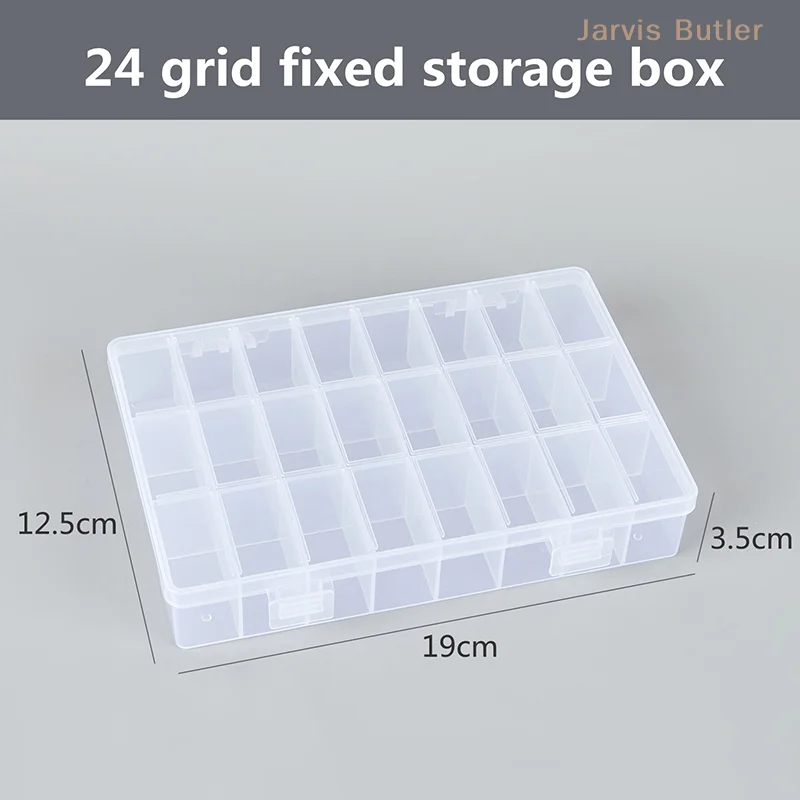 Practical 24 Grids Compartment Plastic Storage Box Jewelry Earring Beads Screw Holder Case Desktop Display Organizer Container