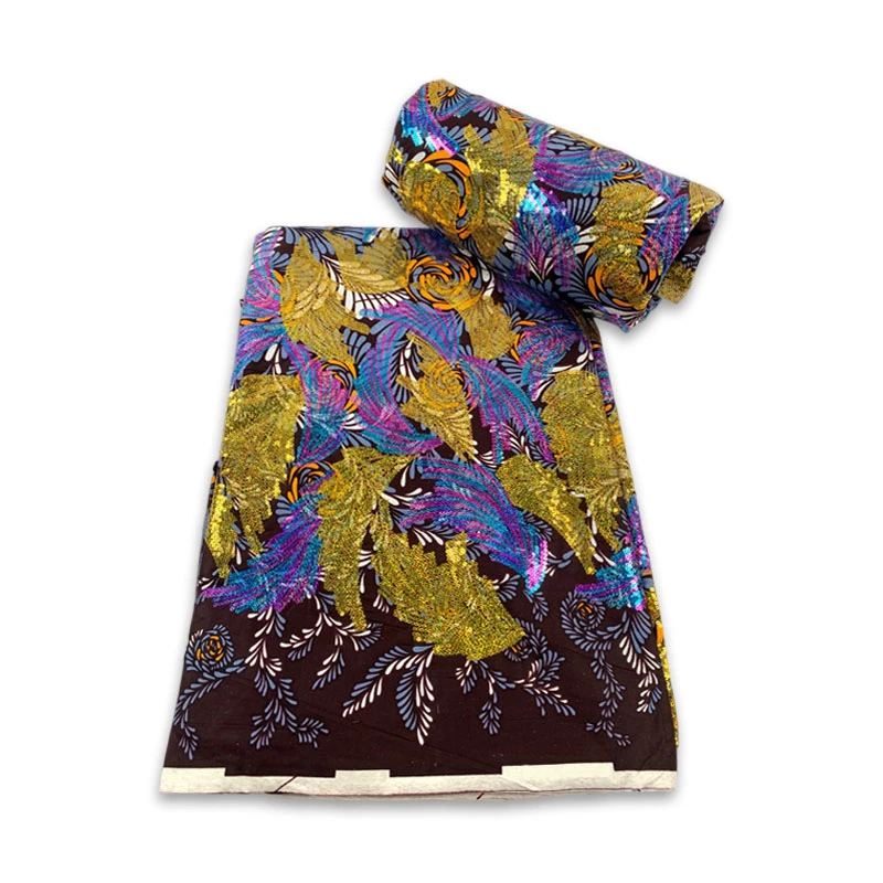 Tela con estampado de cera de Ankara, tela bordada con lentejuelas, vestido africano para fiesta de Navidad, Y6-4G, 2024