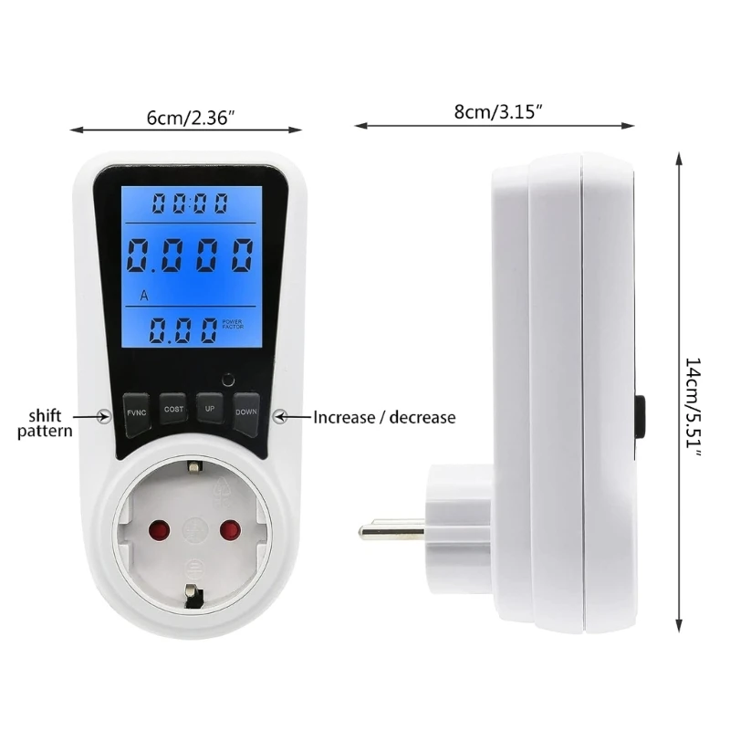 System Supply Meter 16A Power Usage Monitors with LCD Display Multifunction