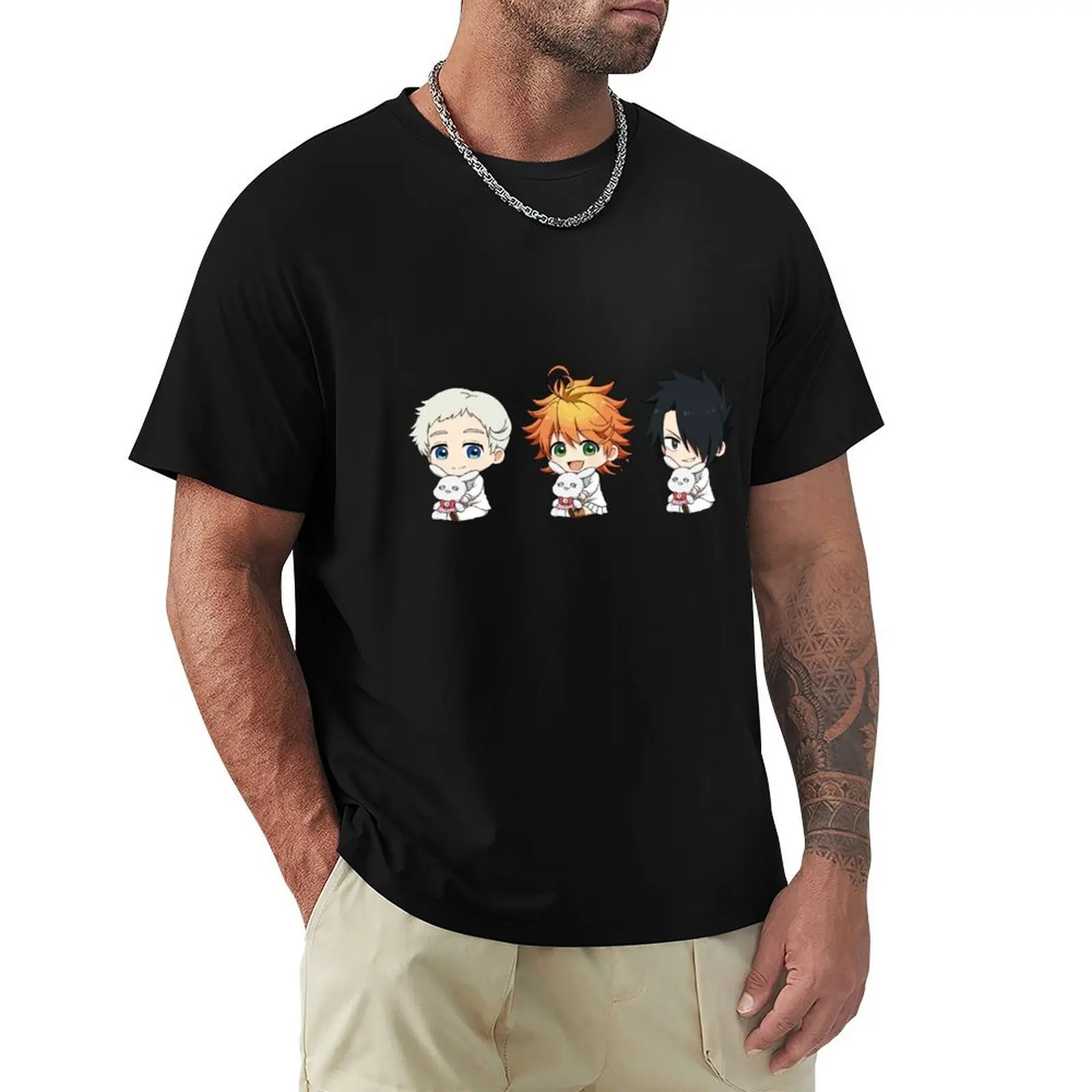 

The Promised Neverland Chibis T-Shirt oversizeds kawaii clothes shirts graphic Men's cotton t-shirt
