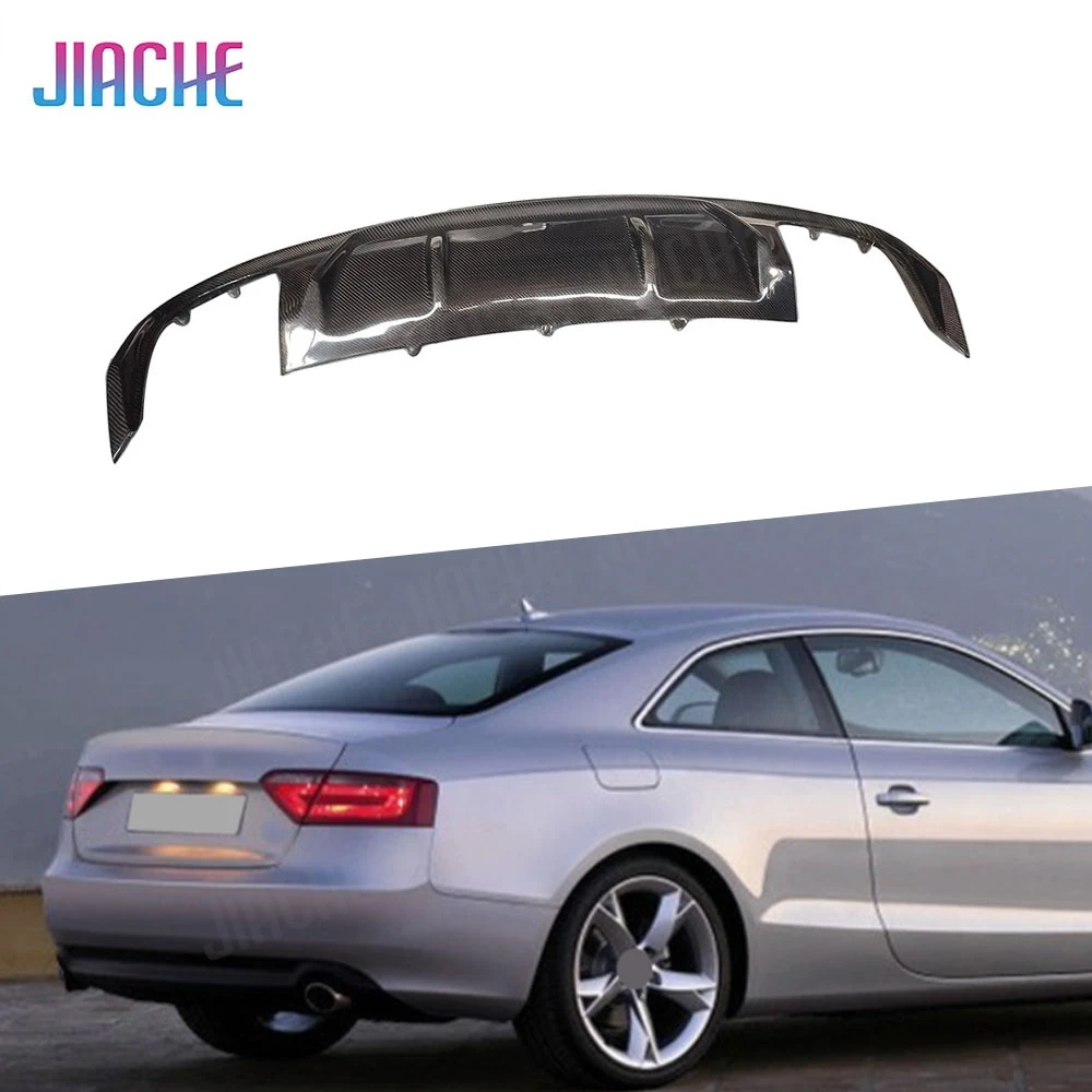 Carbon Fiber Car Rear Bumper Lip Diffuser Spoiler Body Kits For Audi A5 Sline S5 Coupe 2008-2011 FRP Black Cars Accessories