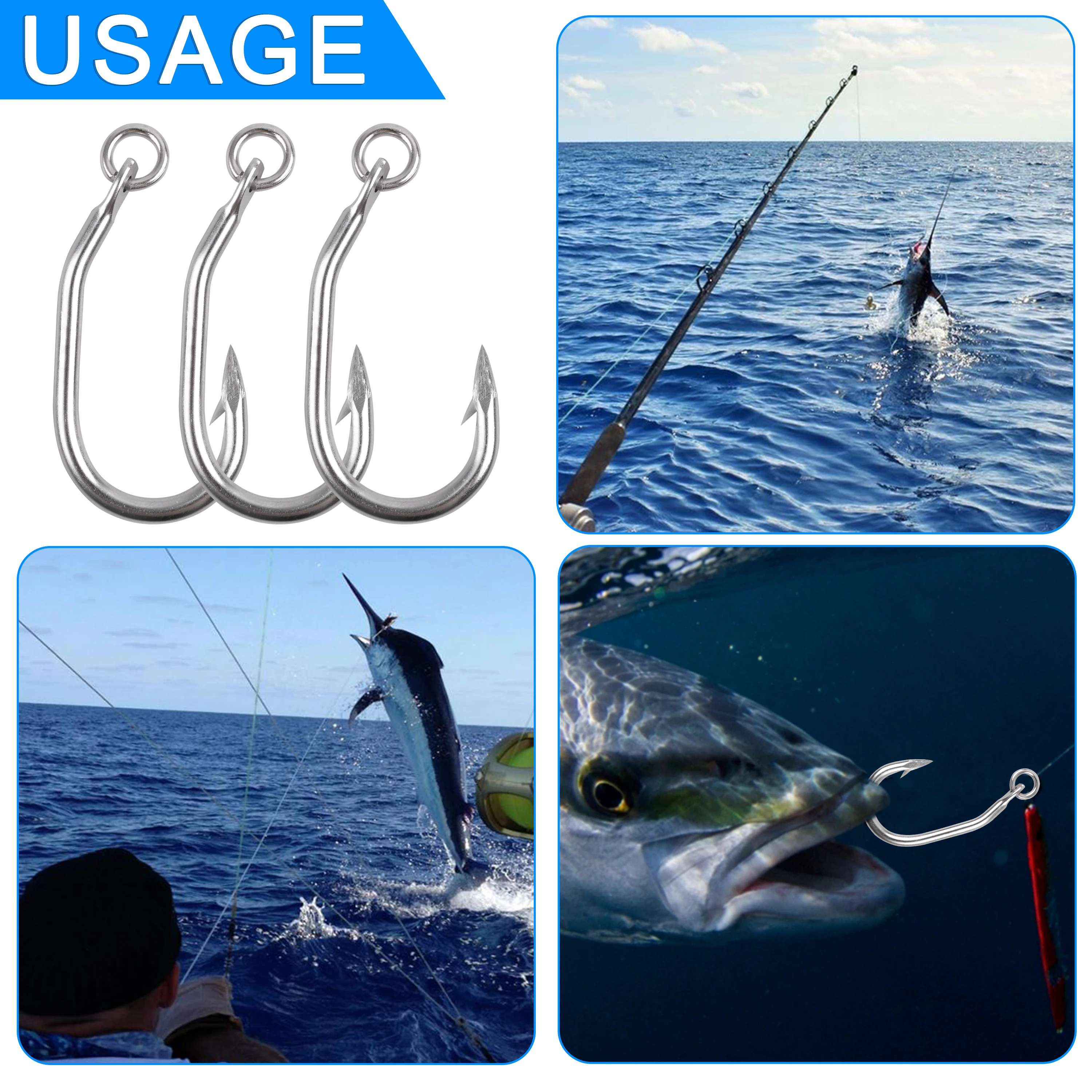 30Pcs 60Pcs Tuna Fishing Hooks Stainless Steel Heavy Duty Big Game Strong  Bent Saltwater Jig Fishing Hook with Action Ring - AliExpress 18