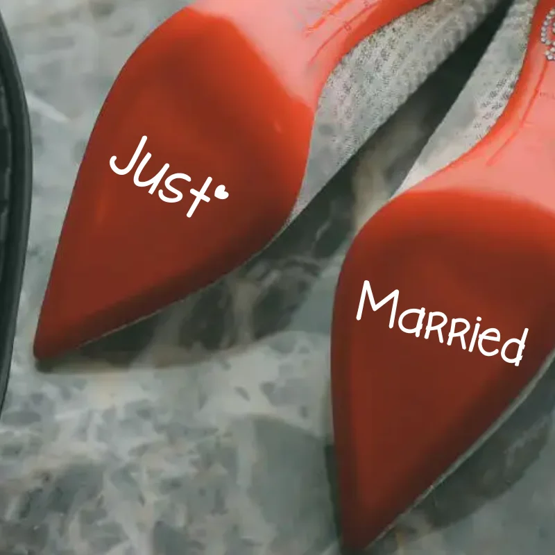 Just Married Decal, Wedding shoes decal, Bride Shoe Stickers, Wedding Day Accessories