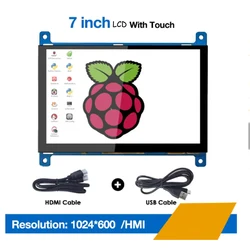 Écran tactile DSI 7 pouces pour Raspberry Pi 4B 3B + 3B, moniteur LCD 1024x600 pour RPi 4B 3B + 3B