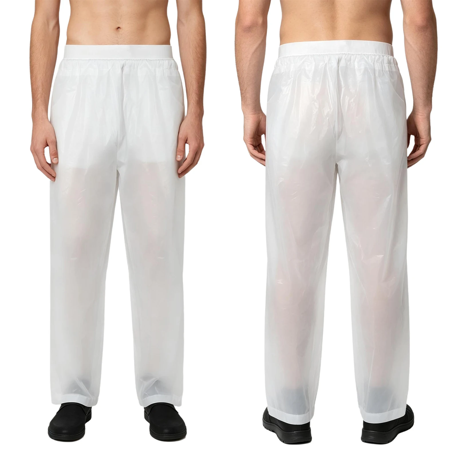Adult Mens Pants Waterproof Rain Pants Elastic Waistband Wide Leg Rainwear Trousers for Outdoor Camping Fishing Hiking Travel