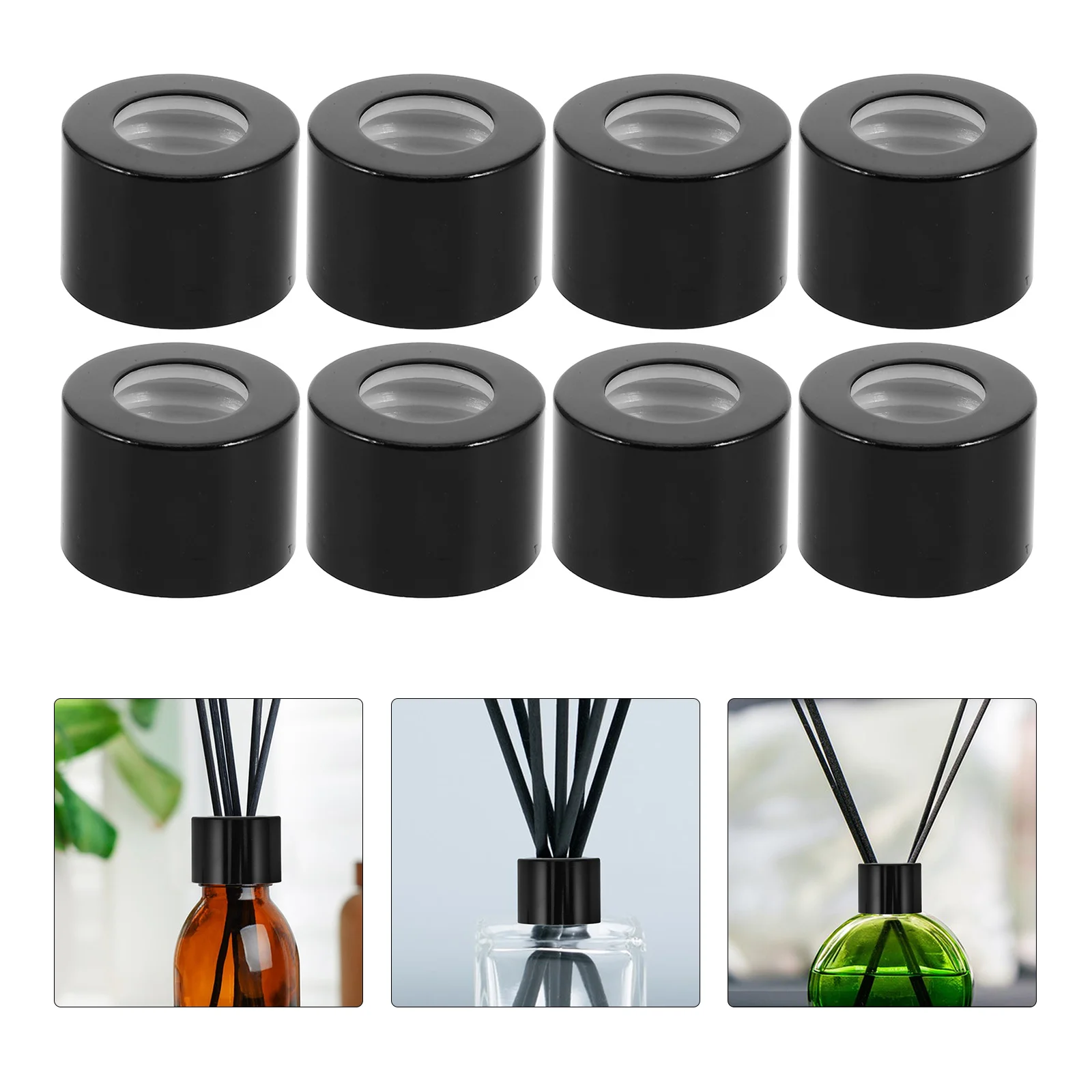 

Aromatherapy Bottle Cap Perfume Black Diffuser Caps Aluminum Oxide Refillable Glass