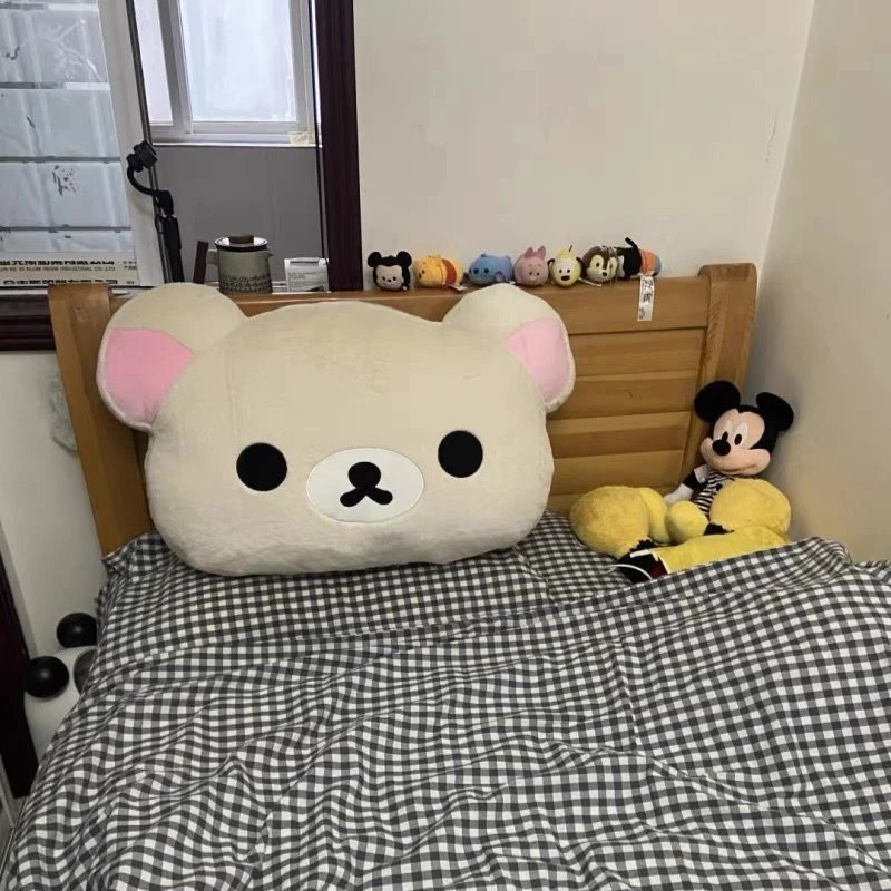 Rilakkuma أفخم السرير مسند الرأس وسادة للمساكن لينة محشوة سرير بطابقين مسند الظهر وسادة لطيف ديكور لغرف نوم طالب الكلية