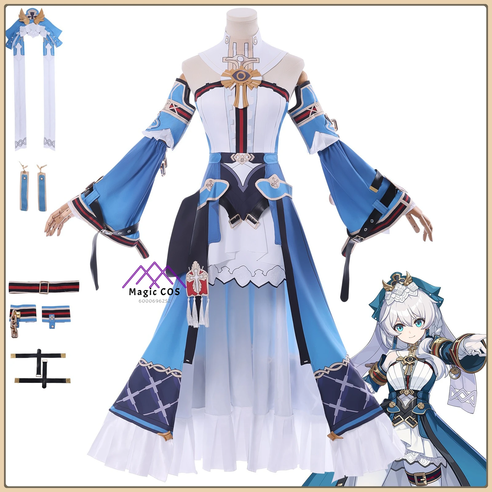 

Honkai Impact 3rd Cooperator Teresa Cosplay Costume Cross Accessory Suit High Quality Anime Outfit for Women Comic Con Party