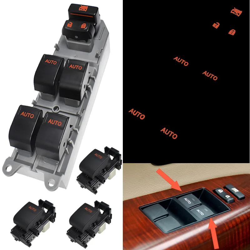 

upgrade LED Window Lift Switch Left Driving Orange Backlight Window Switch Button For Toyota Sequoia Tundra 07-2013 84820-0C030