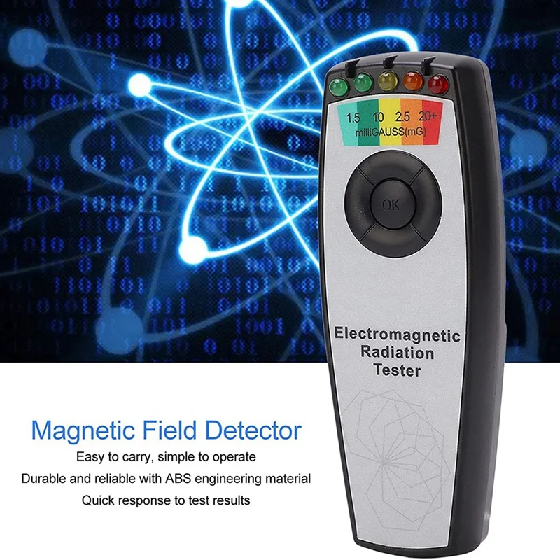 Magnetic Field Detector LED Equipment Electromagnetic Radiation EMF Meter Portable Five Detection Indicators
