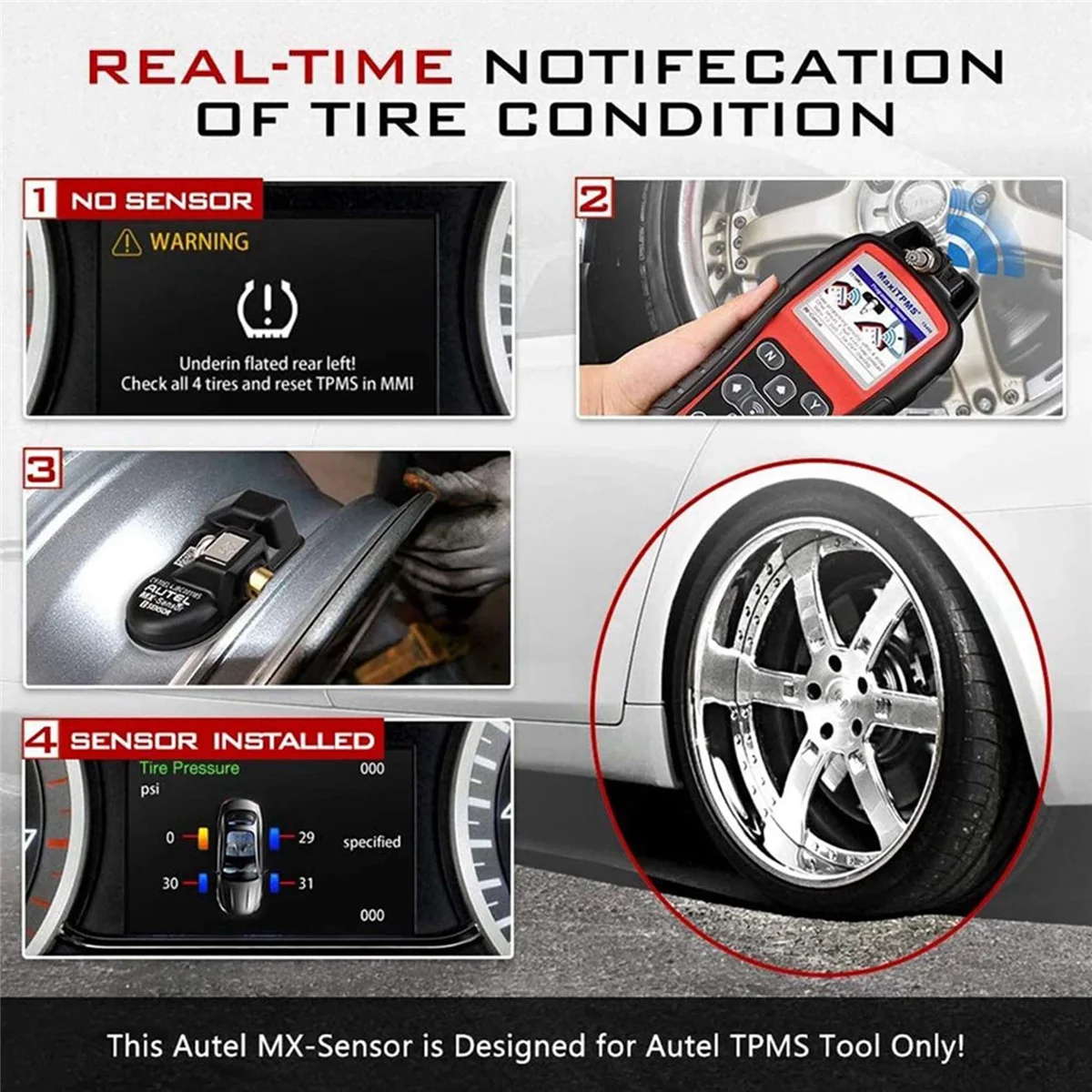 Programmable MX Sensor 315MHZ+433MHz 2 in 1 Tire Pressure Sensor Monitor System Universal Editable TPMS Tool For-AUTEL