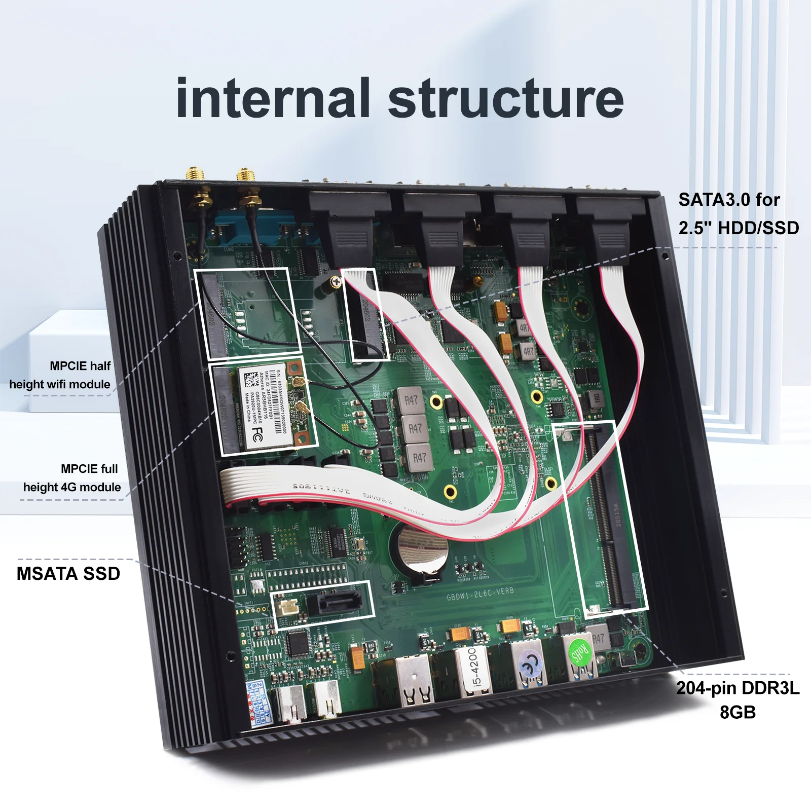 Мини-ПК HYSTOU без вентилятора, Intel Core i3 i5 i7 HD Graphics 4400 5500 DDR3 2 x HD 8 x USB