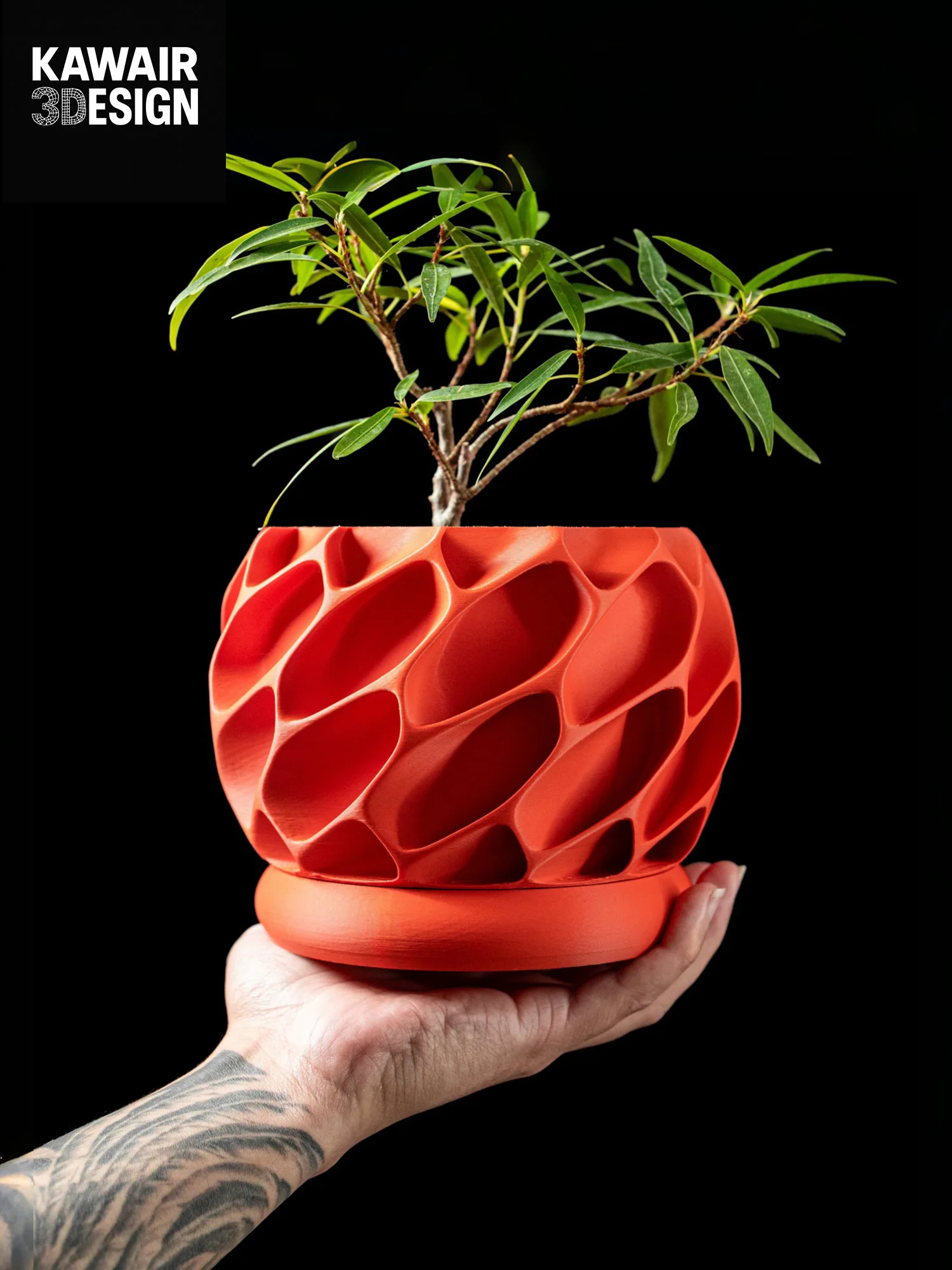 

3D Printed Flower Pot Square Rhombus Mix Line Texture Minimalist Home Decor Biodegradable macetero